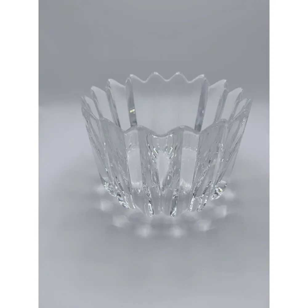 Orrefors Crystal Fleur Crown Bowl # 4574-12 Signed Jan Johansson Sweden